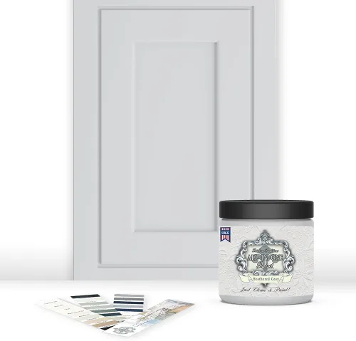 Vista 148 de Pintura TODO EN UNO, Abbey (gris cálido), Muestra de 8oz - Pintura duradera para gabinetes y muebles. Imprimación y capa superior incorporadas,