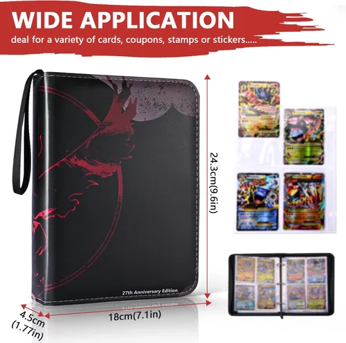 Vista 3 de Foboull Carpeta de tarjetas intercambiables, soporte para libro de tarjetas con 4 bolsillos para tarjetas de juego y tarjetas de intercambio