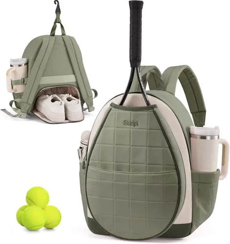 Vista 18 de Sucipi Bolsas de tenis para mujeres, Mochila bolsa acolchada para raqueta de tenis para raqueta de tenis, palas de pickleball, bádminton