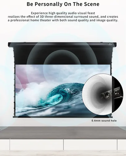 Vista 3 de VIVIDSTORM - Pantalla de cine de PVC blanco perforado transparente para el hogar, pantalla de montaje en techo, compatible con proyector ordinario
