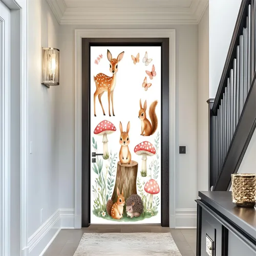 Vista 17 de Calcomanías para puerta, arte de pared 3D con mareos, color blanco y negro, colores primarios, murales, papel tapiz autoadhesivo para puerta, póster