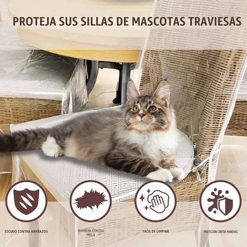 Vista 3 de Evelots Funda para silla de comedor/cocina, 2 unidades, vinilo de PVC transparente resistente, sin polvo, derrames, pelo de mascotas, garras