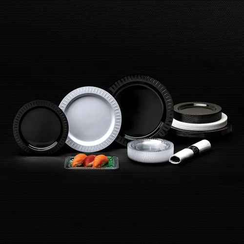Vista 7 de Party Essentials Elegance Quality - Platos rectangulares de plástico duro de 5 x 7 pulgadas, color negro, 24