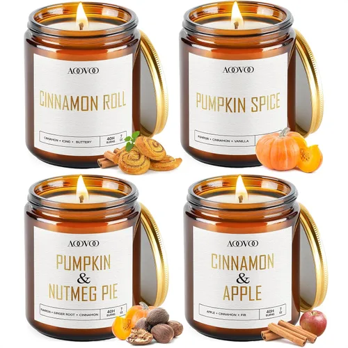 Vista 11 de AOOVOO Velas de Navidad – 4 velas perfumadas, velas de soja de 28 onzas, vela de soja para el hogar, abeto siberiano, cedro bálsamo, rollos de Vela
