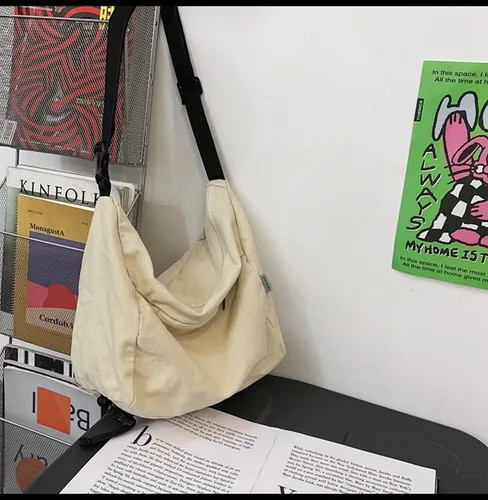 Vista 7 de Bolso cruzado de lona estilo bohemio estético para mujeres y niñas Y2k Harajuku Grunge bolso de hombro grande retro