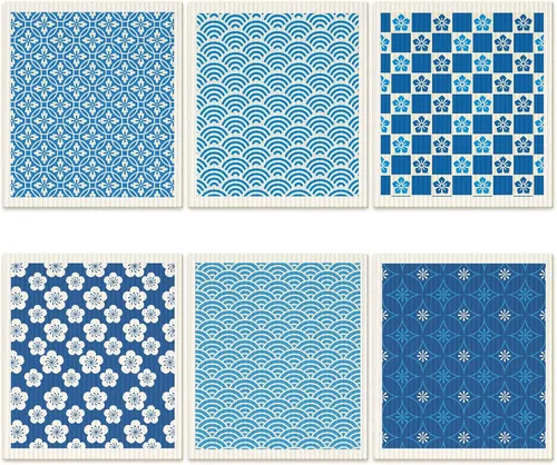 Vista 18 de 6 piezas de paños de cocina suecos reutilizables, toallas de cocina, paños de limpieza de esponja, paños absorbentes de secado rápido, paños