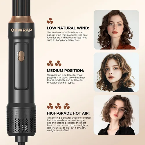 Vista 5 de Cepillo Secador de Cabello 6 en UNO, Juego de Herramientas de Peinado de Varita Rizadora, Secador de Cabello de Aire Caliente Iónico, Secador