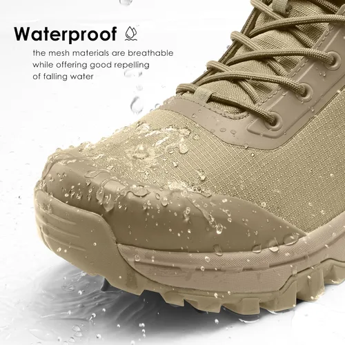 Vista 4 de Coostar Botas tácticas para hombre, ligeras, militares, botas de combate con cremallera lateral, para motocicleta, senderismo, trabajo