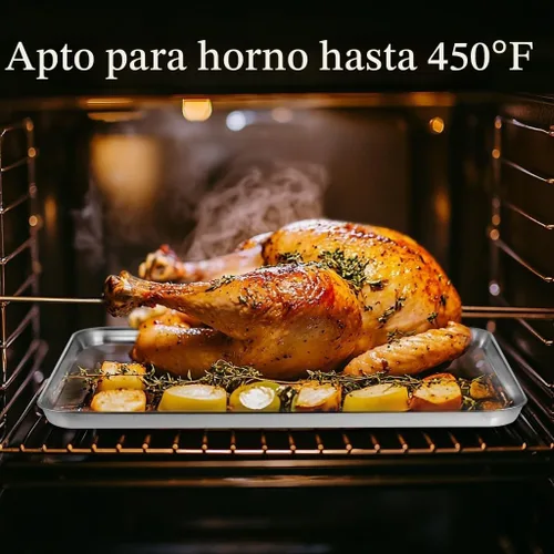 Vista 4 de Juego de bandejas para hornear de 3 piezas, bandejas para hornear de acero inoxidable resistentes, hojas para galletas y bandejas de cocina