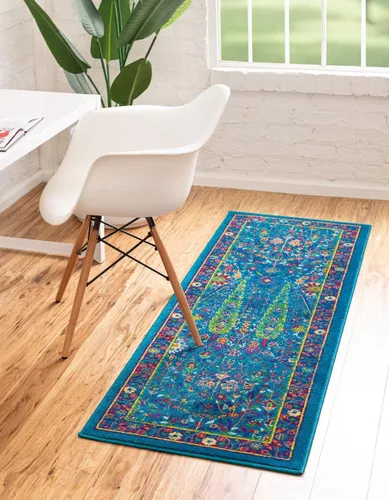 Vista 12 de Unique Loom Calypso Collection - Alfombra rectangular de 2 x 3 pies, color aguamarina y azul marino