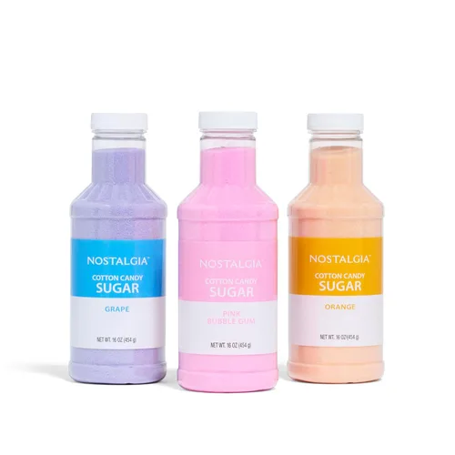Vista 8 de Nostalgia Kool-Aid - Kit variado de algodón de azúcar – 3 sabores de azúcar de hilo dental (frambuesa azul, fresa, ponche tropical) – Botellas de 7