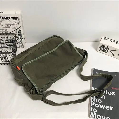 Vista 4 de Bolso de mensajero de lona vintage para hombres y mujeres, bolso cruzado, bolso de hombro, Harajuku Streetwear