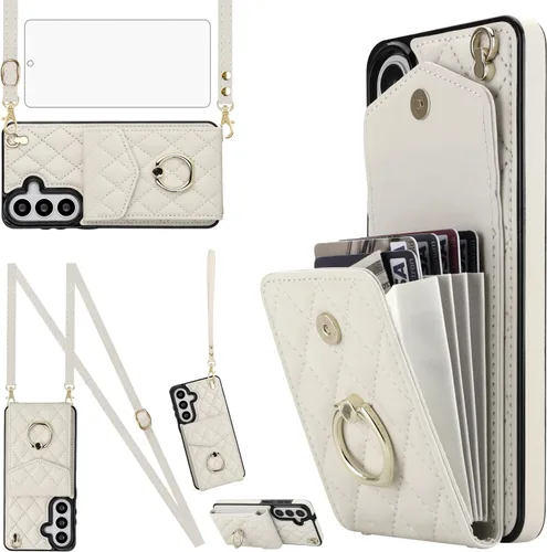 Vista 11 de Asuwish Funda de teléfono para Samsung Galaxy S26 Ultra 5G Wallet Cell Cover con protector de pantalla de vidrio templado, correa para la muñeca
