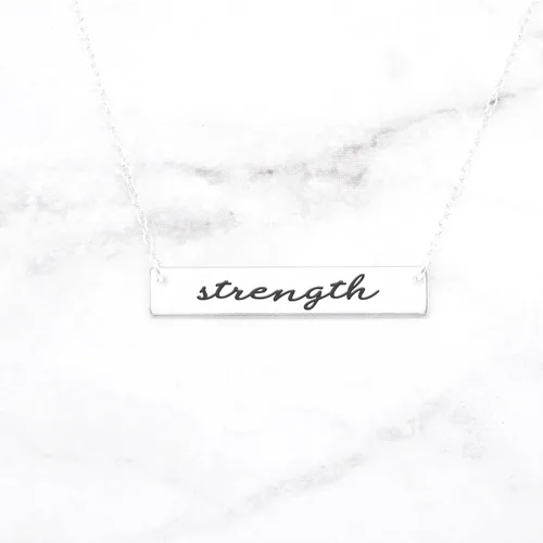 Vista 5 de Collar de barra horizontal de fuerza para mujer, joyería de fuerza, un collar de motivación, colgante de mantra es un dije inspirador, regalo