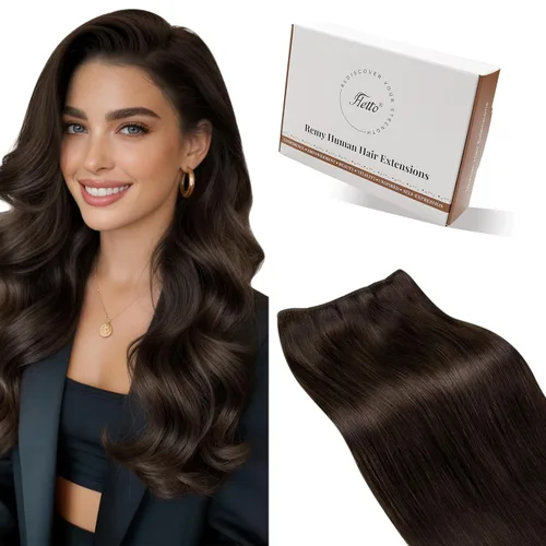 Vista 28 de Hetto - Extensiones de cabello humano real para coser, color negro azabache, #1, 12 pulgadas, 2.47 onzas Adhesivo suave, fuerte, uso diario