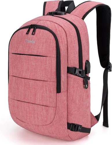Vista 26 de Tzowla, mochila de viaje de negocios para computadora portátil de 15,6 a 17,3 pulgadas para mujeres, hombres y para regalar, A-Negro