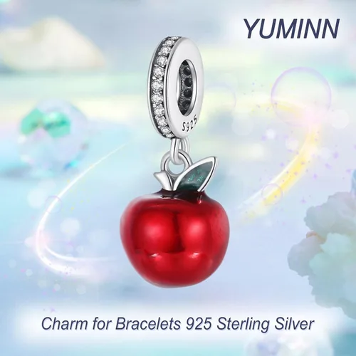 Vista 2 de Abalorios de plata de ley 925 para pulseras, dijes de amor y corazón, flor de cerezo, joyería para mujer