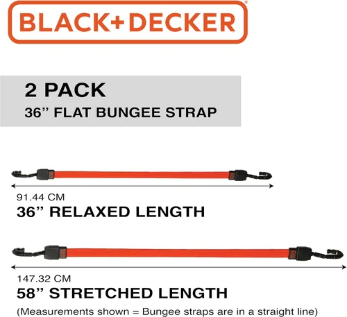 Vista 8 de Black+Decker BDX1018 - Juego de 6 correas de trinquete de 10 pies y correa elástica de 36 pulgadas, carga de trabajo segura de 300 libras