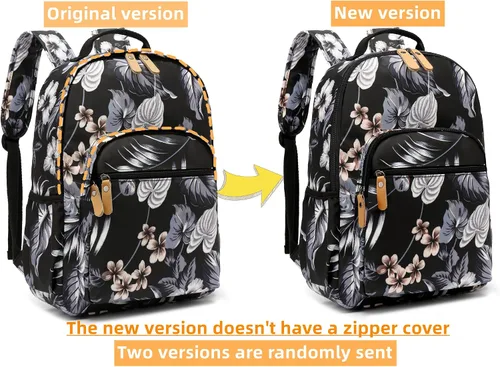 Vista 119 de Leaper Mochila para laptop para mujer: linda mochila floral para escuela, universidad, viajes, trabajo, mochila ligera para niños, Negro margarita