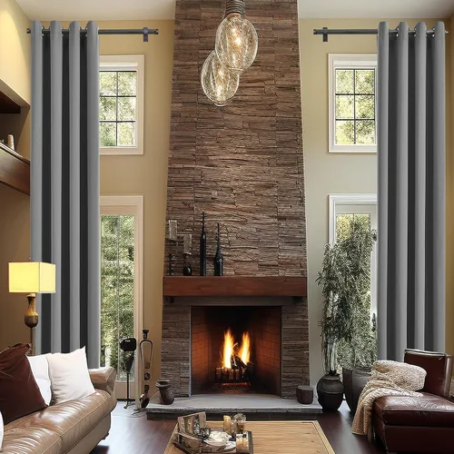 Vista 38 de Cortinas opacas para dormitorio, con aislamiento térmico y bloqueo de luz, para oscurecer la habitación, cortinas con ojales sólidos para ventana