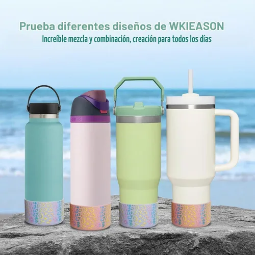 Vista 5 de WK IEASON 2 Piezas Protector de Base Tipo Bota para Vaso Stanley Quencher Adventure 40oz y Stanley IceFlow 20oz 30oz y Compatible con Botella de 3D