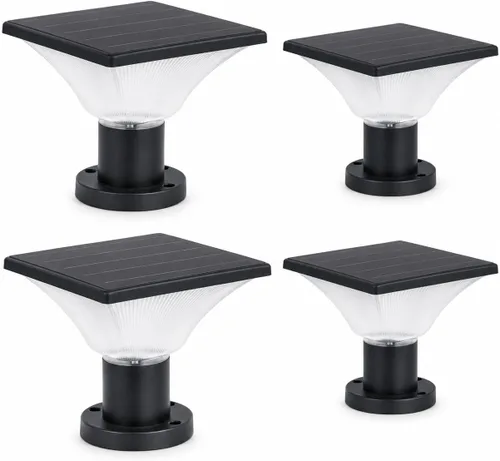 Vista 9 de Luces solares para postes – Encendido/apagado automático para exteriores – Luces solares para postes al aire libre 4x4 – Luces solares para poste