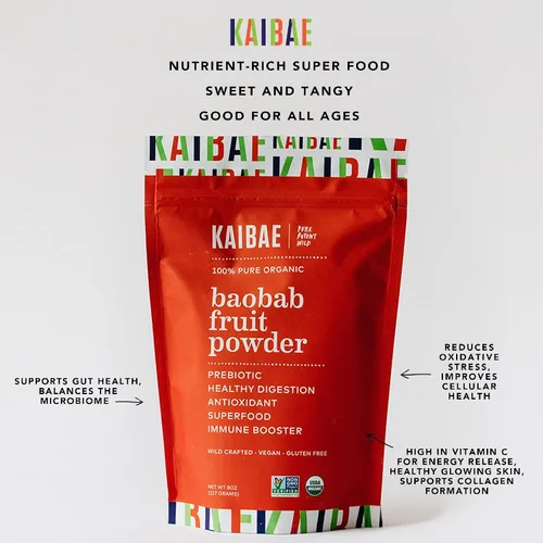 Vista 2 de Polvo de Baobab Orgánico Premium Súper Alimento con Fibra Prebiótica para la Salud del Intestino y Metabólica Vitamina C + Polifenoles Sin