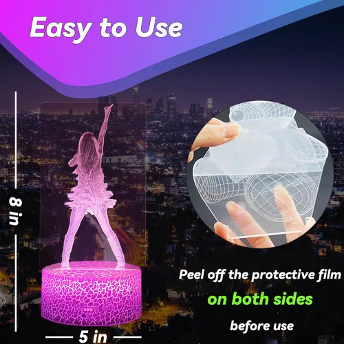 Vista 4 de Regalos para niñas, regalo de cumpleaños de niña cantante, decoración para habitación. Lámpara de mesa para suministros de fiesta musical. Luz