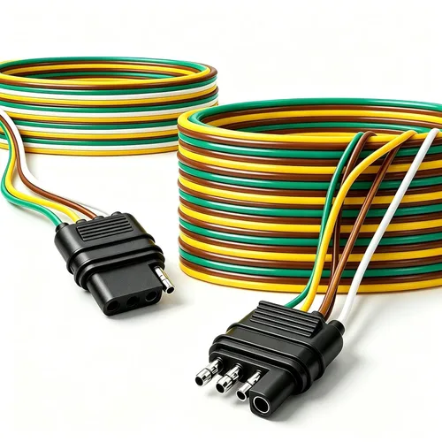 Vista 6 de Arnés de cableado de remolque de 4 vías de 5 pies/4.9 ft, conector de extensión de cable de remolque plano de 4 pines 18AWG