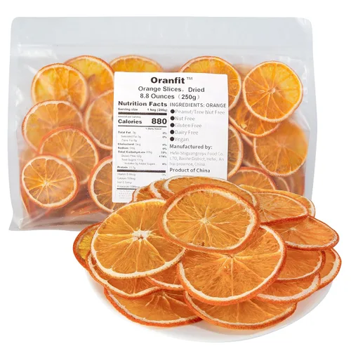 Vista 5 de Oranfit Rebanadas de naranja seca 3oz/85g (23 a 37 rebanadas) Made with orange only; dehydrated orange slices for cocktails, tea, baking, crafts