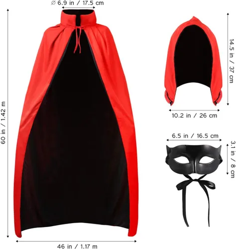 Vista 5 de Capa de vampiro de Halloween disfraz de vampiro para cosplay, disfraces de fiesta de Halloween, capa reversible con máscara de mascarada