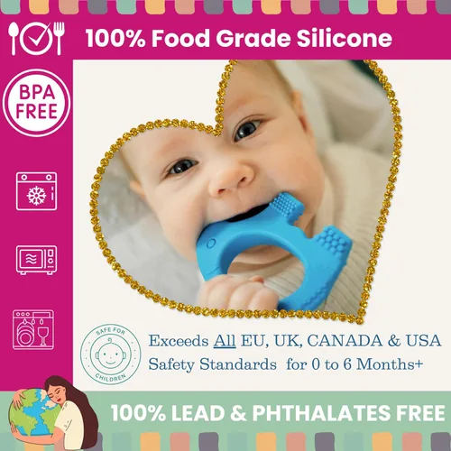 Vista 4 de Juguetes de dentición Baby Elefun para bebés 5X Alivio del dolor Sin retraso 0-6 meses Azul 34-38 Azul