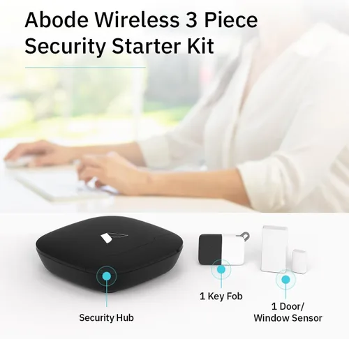 Vista 2 de Abode Kit de seguridad inalámbrica de 3 piezas, expandible para proteger todo tu hogar, fácil instalación de bricolaje, monitoreo profesional
