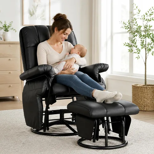 Vista 3 de HOPUBUY Silla reclinable giratoria de 360° con bolsillos laterales dobles