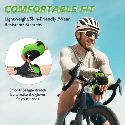 Vista 3 de Guantes de ciclismo con almohadilla absorbente de golpes, agarre extra, ajuste flexible, peso ligero, transpirable para hombres y mujeres ciclismo