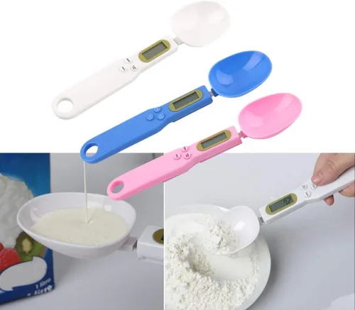 Vista 6 de Cuchara de báscula de alimentos, báscula de cocina portátil de alta precisión para el hogar, 1.1 lb/500 g (0.00 oz) LCD electrónico preciso, Azul