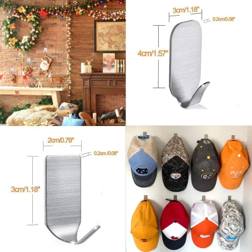 Vista 2 de FOTYRIG - Ganchos adhesivos para sombreros, ganchos de pared de acero inoxidable resistentes al agua, ganchos adhesivos para colgar en el baño