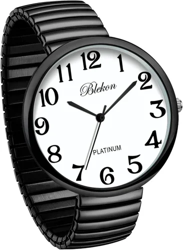 Vista 3 de Blekon Collections Nuevo Reloj de Moda con Correa Elástica de Tamaño Super Grande, Movimiento Japonés PC21J