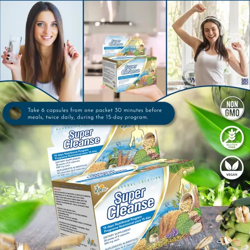 Vista 4 de Super Cleanse by Herbal Solutions: Programa de desintoxicación extra fuerte de 15 días para una limpieza integral del sistema digestivo - Limpieza