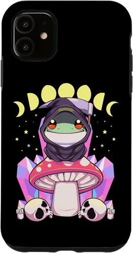 Vista 5 de Funda para iPhone 15 Pastel Goth Kawaii Mushroom Moon Phase Grim Reaper Frog Case