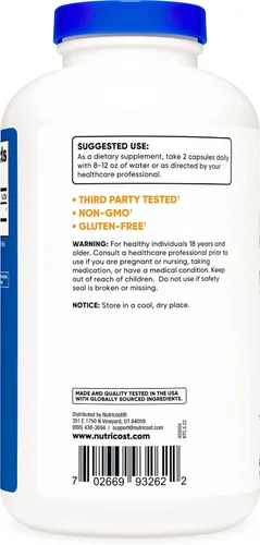 Vista 4 de Nutricost L-lisina 500mg (1000mg porción), 500 cápsulas (3 botellas)
