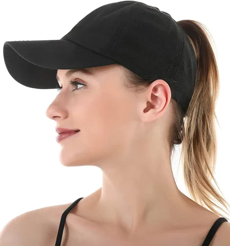 Vista 3 de Nanwansu Gorra de béisbol cruzada para mujer, gorra de béisbol ajustable con moño desordenado de malla de secado rápido