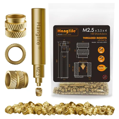 Vista 12 de HANGLIFE M2 Insertos Roscados de Ajuste Térmico con Punta de Inserción, Inserto de Juego de Calor para Componentes de Impresión 3D y Piezas