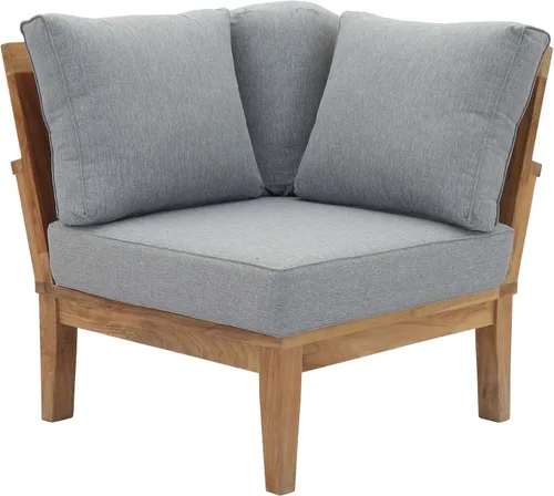 Vista 10 de Modway Marina - Sofá de madera de teca de grado A para exteriores, orientado hacia la derecha, color gris natural