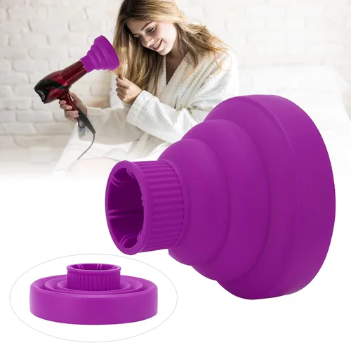 Vista 2 de Difusor de secador de pelo, universal plegable, portátil, ligero, plegable, morado