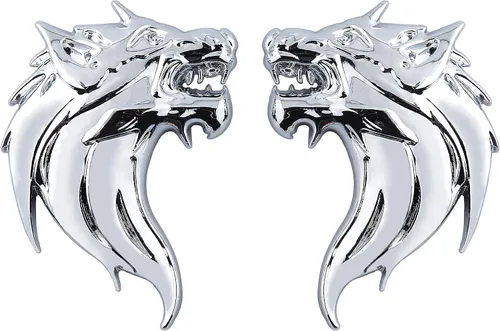 Vista 8 de 2 piezas Cool Wolf Head Car Side/Rear / Front Decor Badge Emblema 3D Autoadhesivo Placa Adhesiva para Coche (negro)