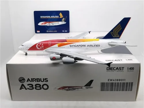 Vista 8 de JC Wings Singapore Airlines para Airbus A380 9V-SKI 1/400 DIECAST modelo preconstruido