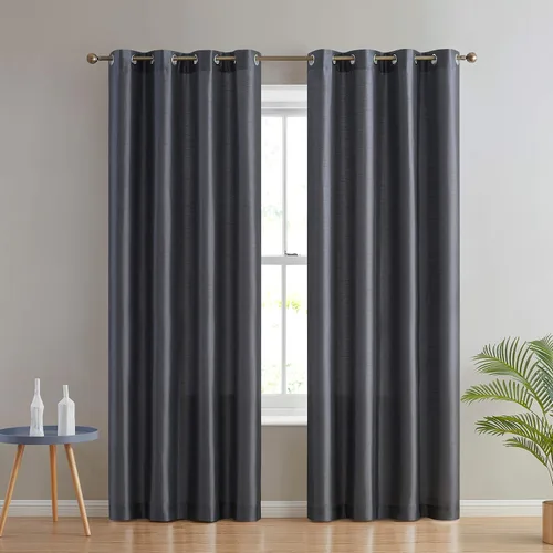 Vista 3 de HLC.ME Jefferson - Cortinas ligeras de seda sintética semitransparente con forro de microfibra y ojales para ventana de dormitorio, comedor y sala