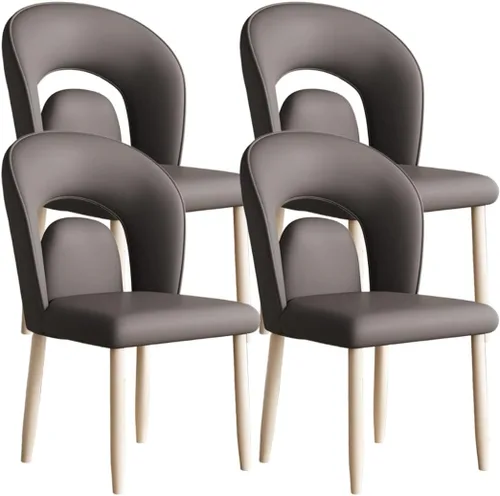 Vista 21 de YVYKFZD Leather Dining Chairs, Kitchen Chairs Set with Curved Back, Upholstered Dining Room Chair, Armless Comfy Side Chair, for Living Room, Dark