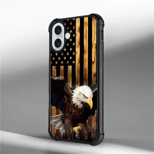 Vista 73 de Funda compatible con iPhone 8, a prueba de golpes, antiarañazos, bandera de ciervos de cola blanca de grano de madera estadounidense